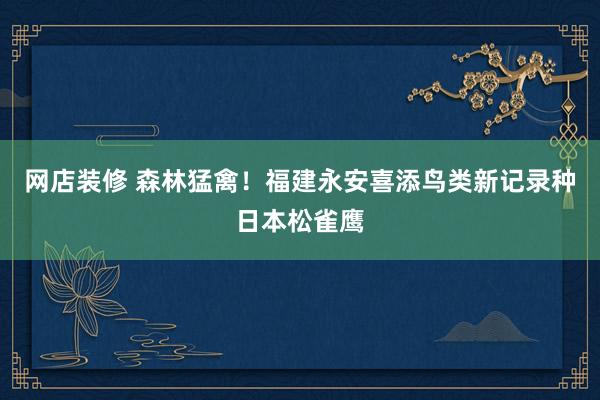 网店装修 森林猛禽！福建永安喜添鸟类新记录种日本松雀鹰